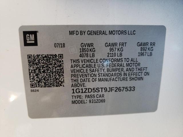 1G1ZD5ST9JF267533 Chevrolet Malibu Lt 2018. Фото: 9