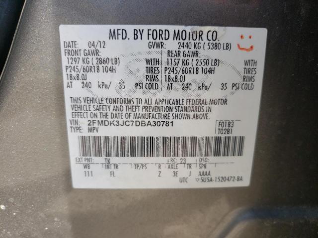 2FMDK3JC7DBA30781 Ford Edge Sel 2013. Фото: 9