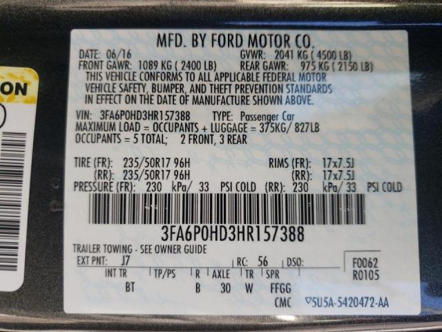 3FA6P0HD3HR157388 Ford Fusion Se 2017. Фото: 9