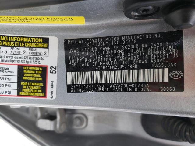 2018 TOYOTA CAMRY L AU 4T1B11HK2JU571898