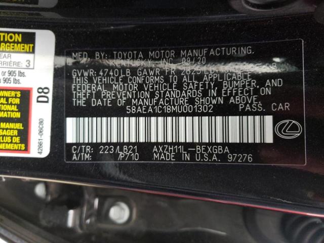 2021 LEXUS ES 300H LU 58AEA1C18MU001302