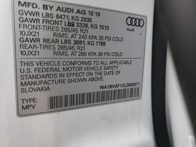 2020 AUDI Q8 WA1BVAF12LD009371