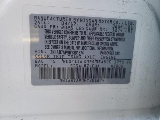 2017 NISSAN SENTRA S 3N1AB7AP9HY301874