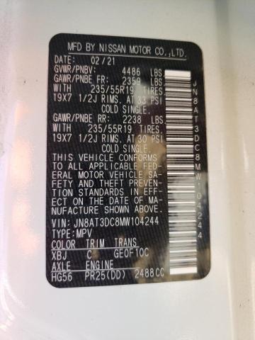 2021 NISSAN ROGUE PLAT JN8AT3DC8MW104244