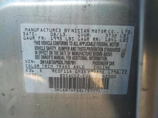 3N1AB7AP5DL759791 Nissan Sentra S 2013. Фото: 9