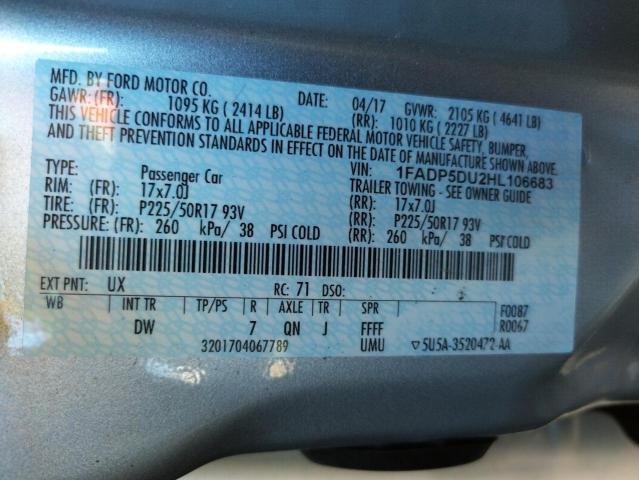 2017 FORD C-MAX TITA 1FADP5DU2HL106683