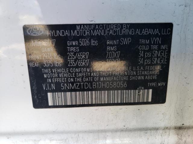 2018 HYUNDAI SANTA FE S 5NMZTDLB1JH058056