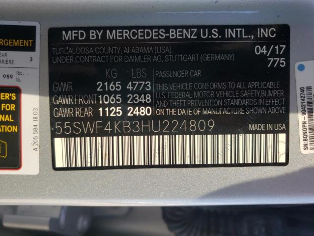 55SWF4KB3HU224809 Mercedes-Benz C 300 4Mat 2017. Фото: 9