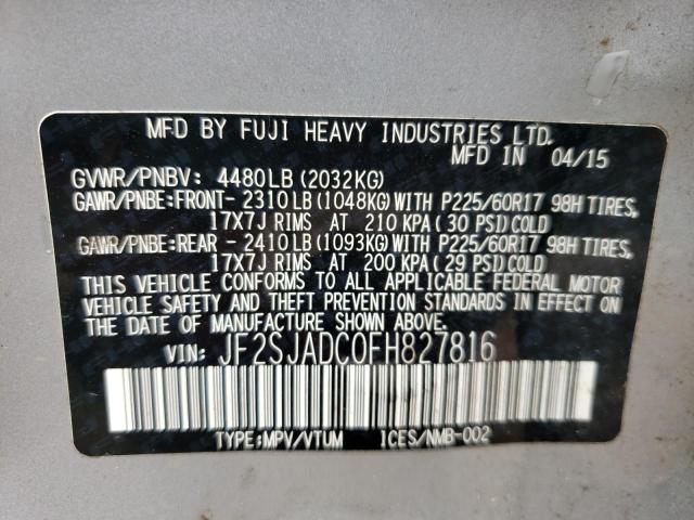 2015 SUBARU FORESTER 2 JF2SJADC0FH827816