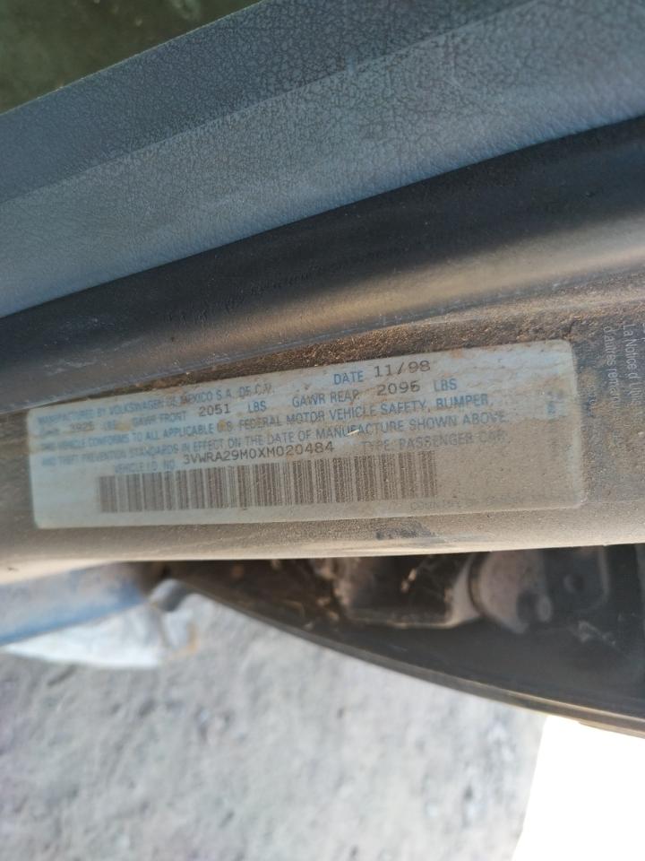 1999 Volkswagen Jetta Gl VIN: 3VWRA29M0XM020484 Lot: 57870992