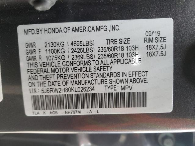 2019 HONDA CR-V EXL - 5J6RW2H80KL026234