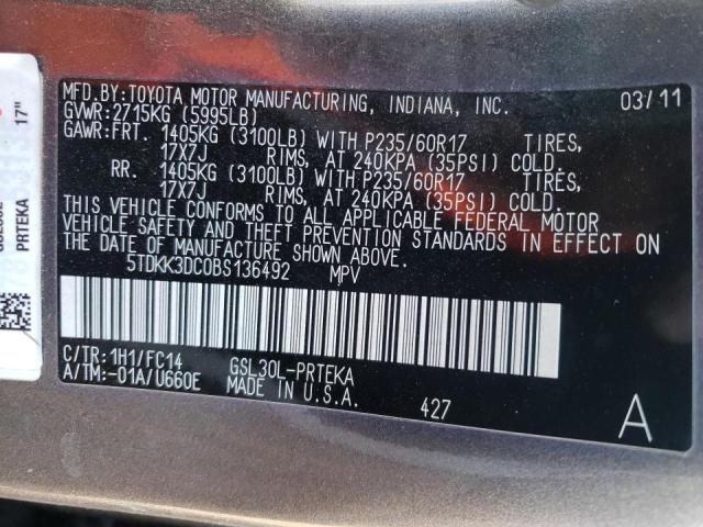 2011 TOYOTA SIENNA LE - 5TDKK3DC0BS136492