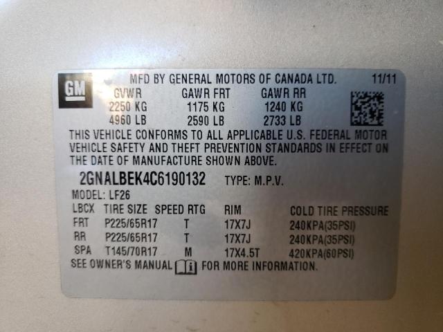 2GNALBEK4C6190132 Chevrolet Equinox Ls 2012. Фото: 9