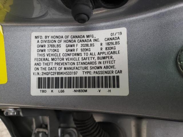 2019 HONDA CIVIC SPOR 2HGFC2F89KH533197