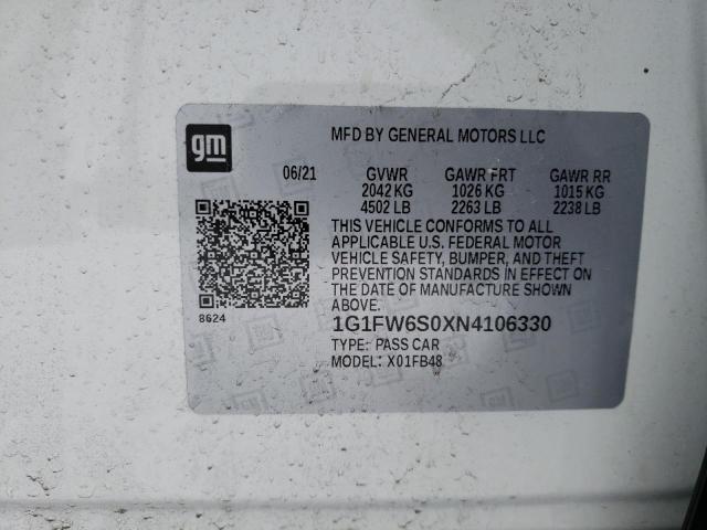 2022 CHEVROLET BOLT EV 1L 1G1FW6S0XN4106330