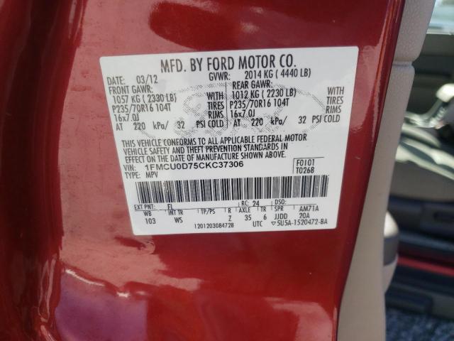 2012 FORD ESCAPE XLT - 1FMCU0D75CKC37306