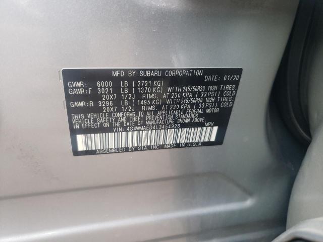 2020 SUBARU ASCENT PRE 4S4WMAED4L3454928