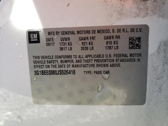3G1BE6SM0JS526418 Chevrolet Cruze Lt 2018. Фото: 9