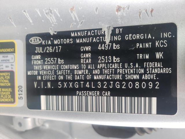 5XXGT4L32JG208092 Kia Optima Lx 2018. Фото: 9