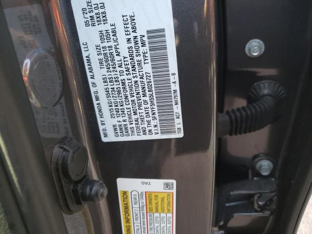 5FNYF5H55LB026727 Honda Pilot Exl 2020. Фото: 9