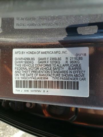 2018 HONDA ACCORD EX 1HGCV1F42JA083894