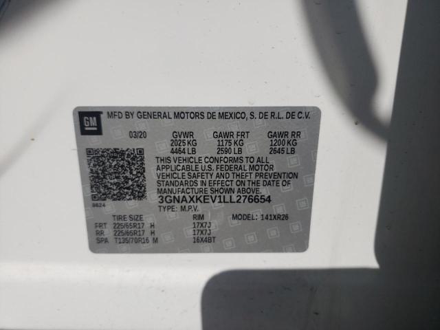 3GNAXKEV1LL276654 Chevrolet Equinox Lt 2020. Фото: 9