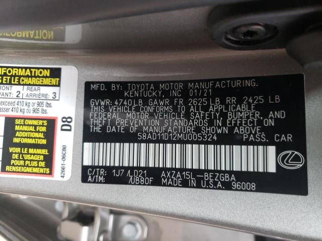 2021 LEXUS ES 250 BAS 58AD11D12MU005324