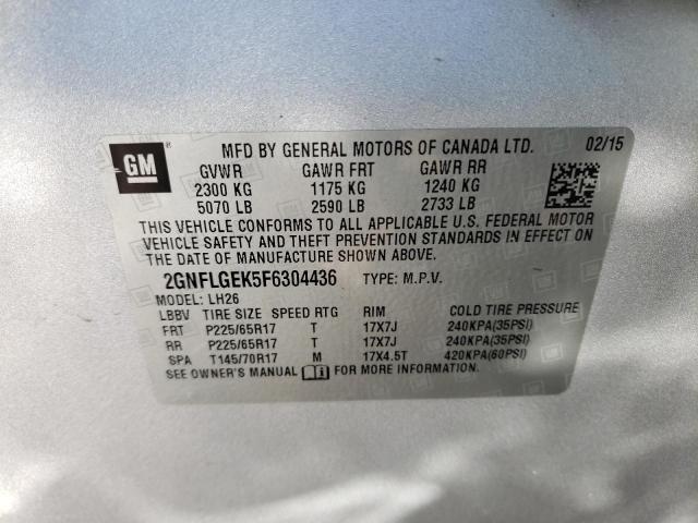 2015 CHEVROLET EQUINOX LT 2GNFLGEK5F6304436