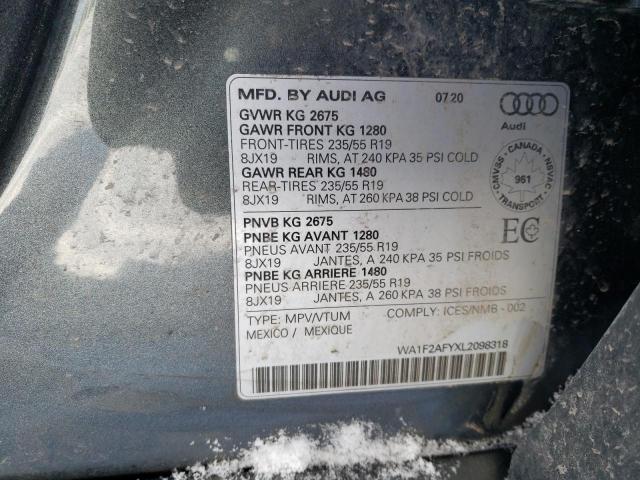 2020 AUDI Q5 E PREST WA1F2AFYXL2098318