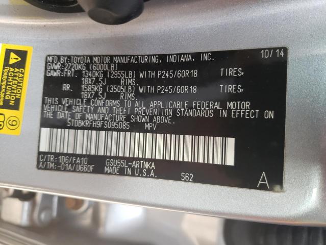 2015 TOYOTA HIGHLANDER 5TDBKRFH9FS095085