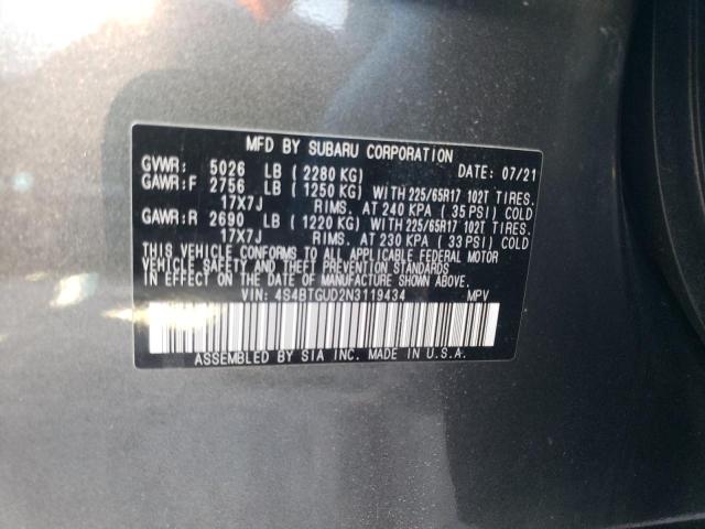 2022 SUBARU OUTBACK WI 4S4BTGUD2N3119434