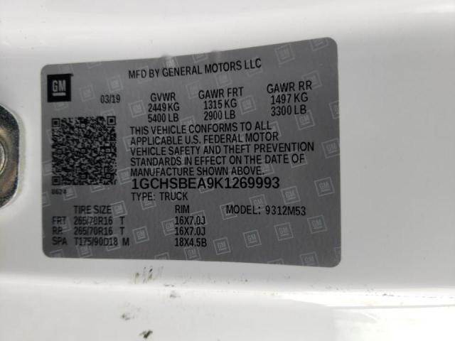 2019 CHEVROLET COLORADO - 1GCHSBEA9K1269993