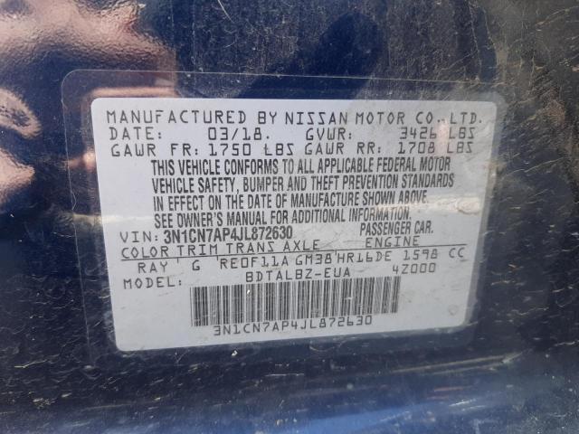 2018 NISSAN VERSA S 3N1CN7AP4JL872630