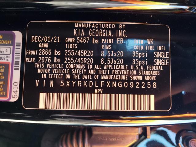 2022 KIA SORENTO SX 5XYRKDLFXNG092258