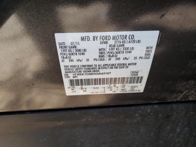 1FM5K7D88GGA43197 Ford Explorer X 2016. Фото: 9