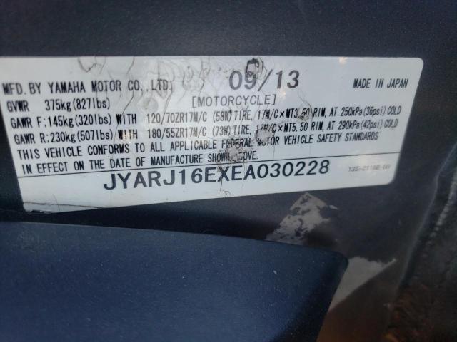 2014 YAMAHA YZFR6 JYARJ16EXEA030228