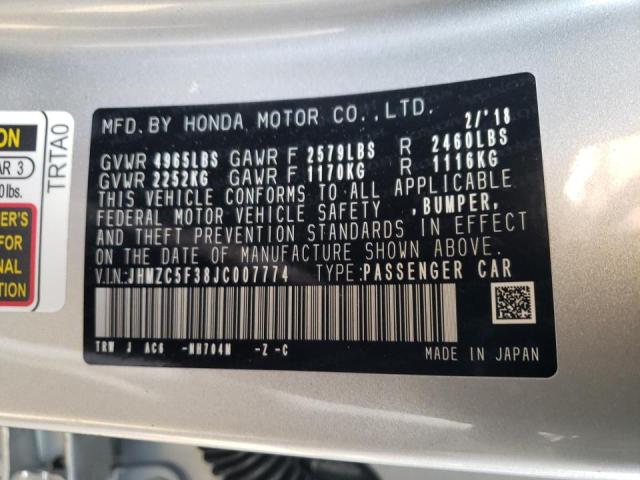 2018 HONDA CLARITY TO JHMZC5F38JC007774