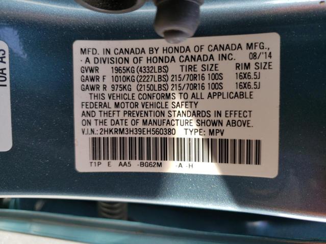 2HKRM3H39EH560380 Honda Cr-V Lx 2014. Фото: 9