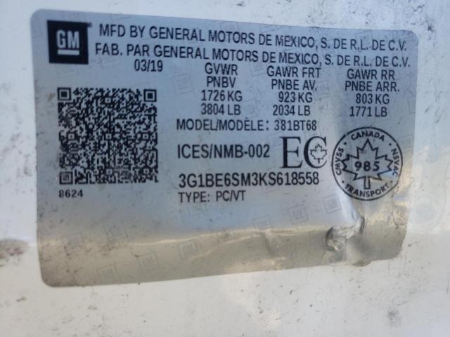 2019 CHEVROLET CRUZE LT 3G1BE6SM3KS618558