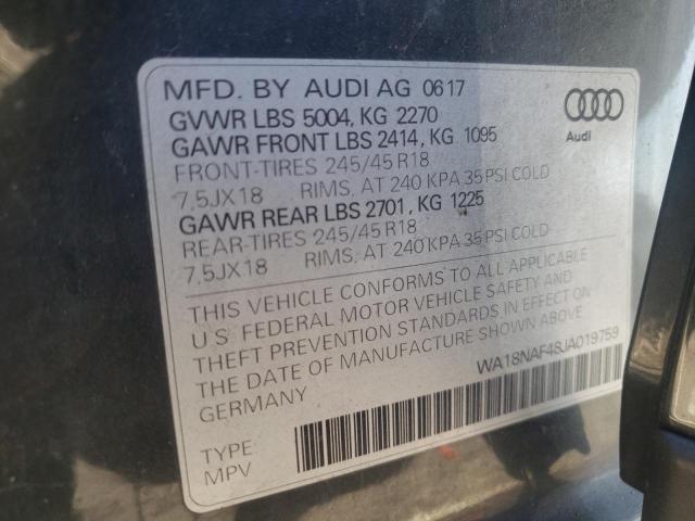 2018 AUDI A4 ALLROAD WA18NAF48JA019759