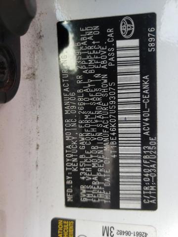 4T1BE46K07U593075 Toyota Camry Ce 2007. Фото: 9