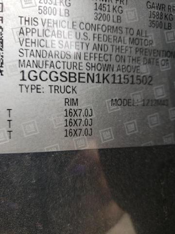 2019 CHEVROLET COLORADO 1GCGSBEN1K1151502