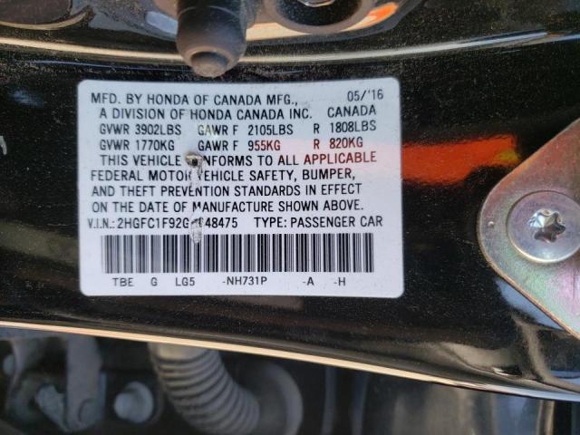 2016 HONDA CIVIC TOUR 2HGFC1F92GH648475