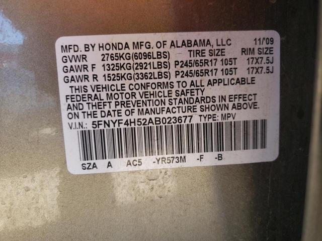 2010 HONDA PILOT EXL - 5FNYF4H52AB023677