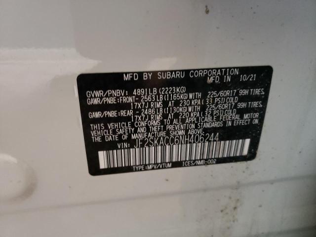 2022 SUBARU FORESTER JF2SKACC6NH406244