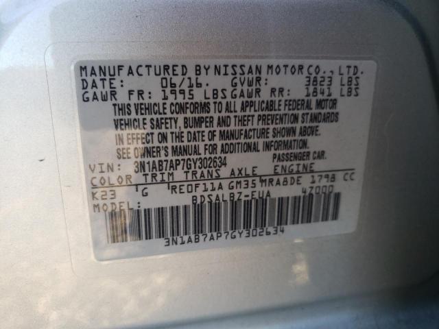 2016 NISSAN SENTRA S - 3N1AB7AP7GY302634