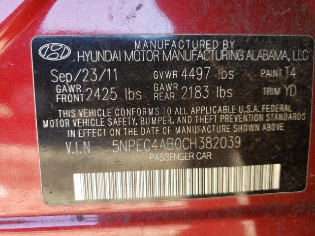 5NPEC4AB0CH382039 Hyundai Sonata Se 2012. Фото: 9