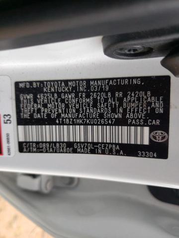 4T1BZ1HK7KU026547 Toyota Camry Xse 2019. Фото: 9