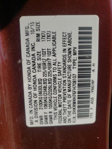 2015 HONDA CR-V EXL 2HKRM4H76FH708107