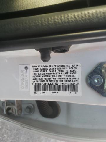 19XFC2F65LE202465 Honda Civic Lx 2020. Фото: 9